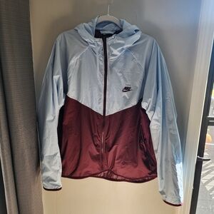 Nike Women's Windbreaker Jacket - Light Blue and Maroon